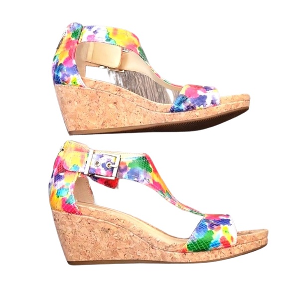 Alex Marie tie dye print wedge sandal with back zipper and adjustable buckle - Picture 6 of 12